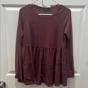 SHEIN Red Tiered Long Sleeve Blouse